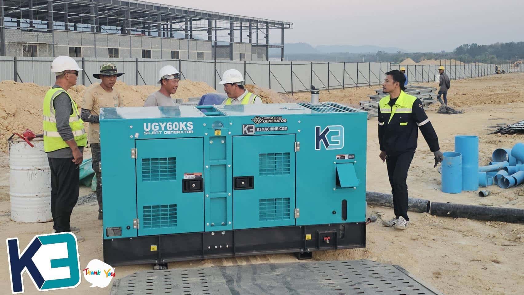 เช่าเครื่องปั่นไฟพร้อมติดตั้ง Modern business facility powered by a backup generator during blackout